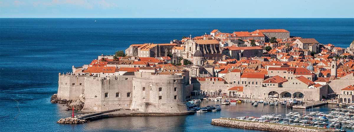The ancient town of dubrovnik, bordering on the sea on holiday in croatia.
