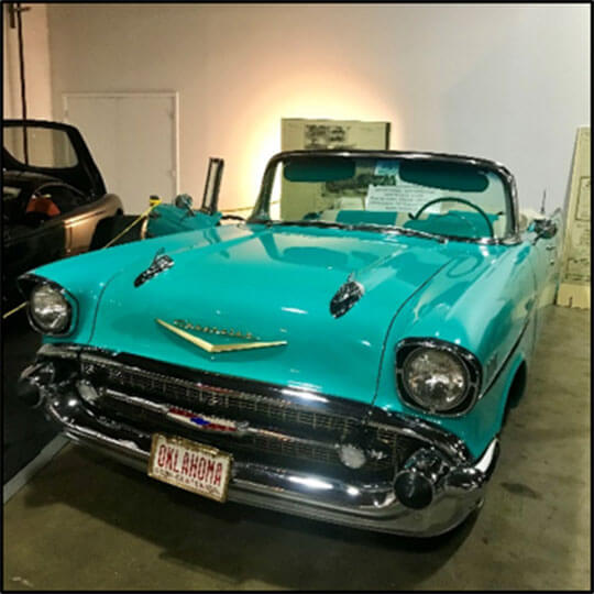 Classic turquoise car in oklahoma.