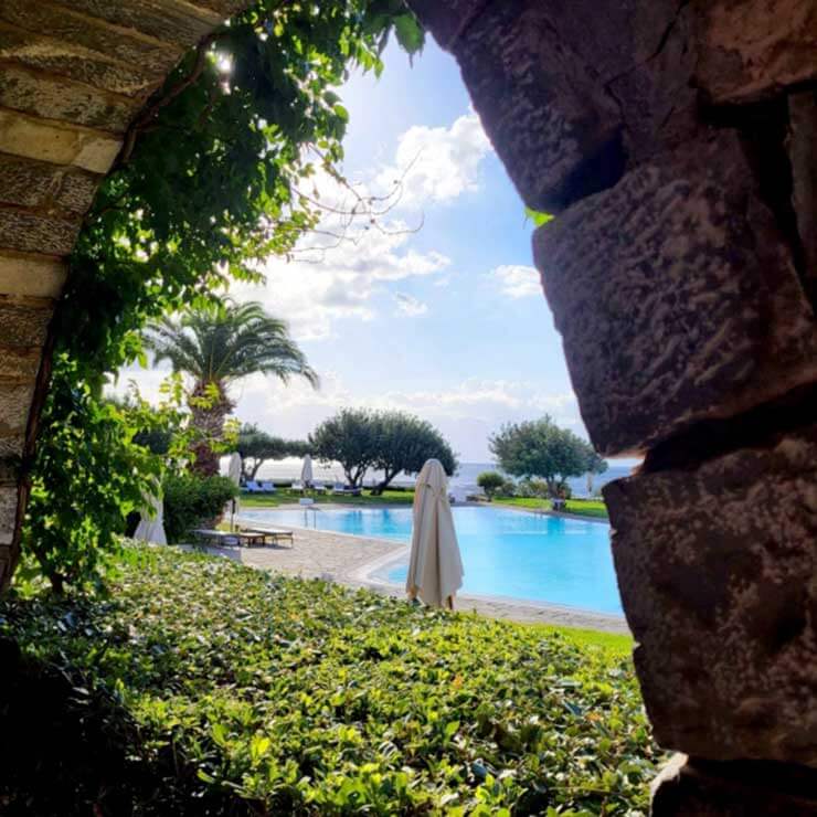 A luxury pool at the holiday resort in crete.
