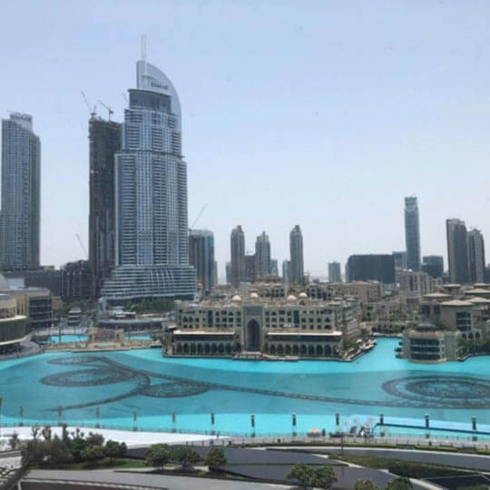 The iconic skyline of Dubai's city.