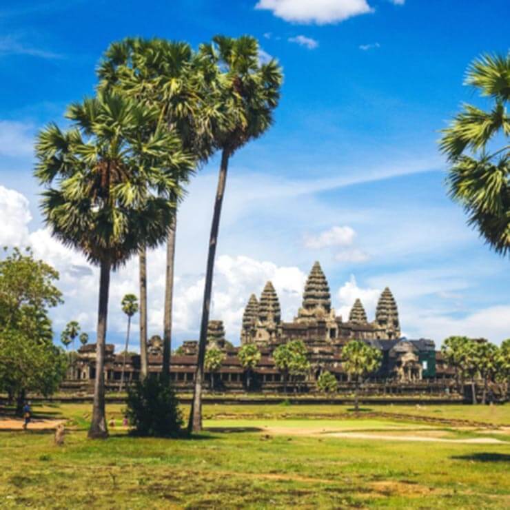 The spectacular view of angkor watt in siam reap, cambodia.