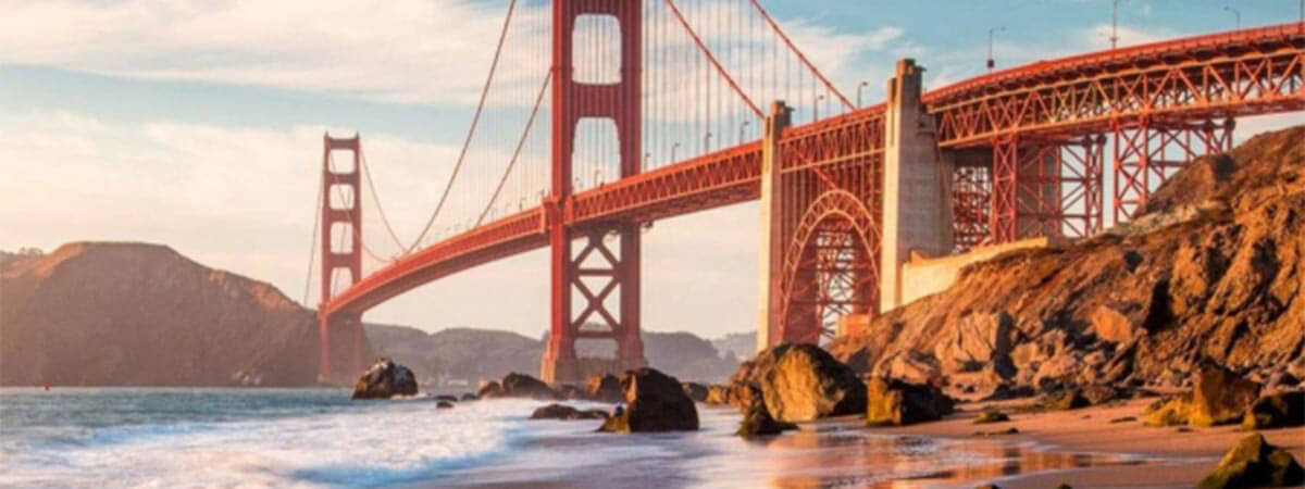 The iconic golden gate bridge in san francisco, on holiday in california.