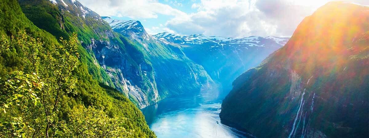 Breathtaking view of the mountainous fjords on holiday in norway.