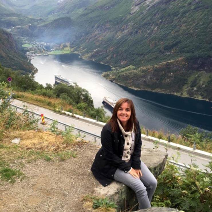 Sitting atop the mountains of norwegian fjords, with the river view in the background.