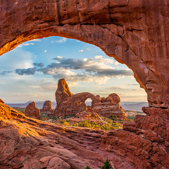 View of the red tinged canyon rock on an epic hike in the usa.