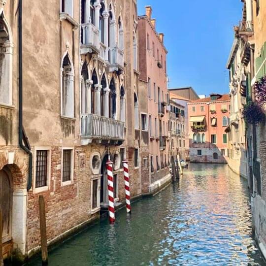 The famous sights of venice canals.