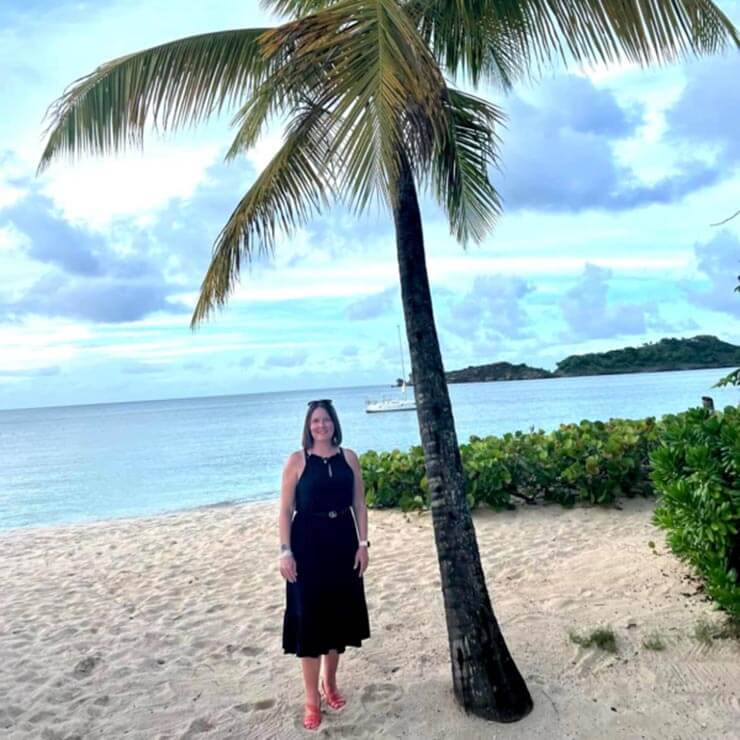 Palm trees on the beautiful beach at Antigua.