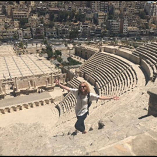 Visiting the ancient steps in Jordan.
