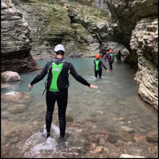 Water trekking in Italy on an adventure holiday.