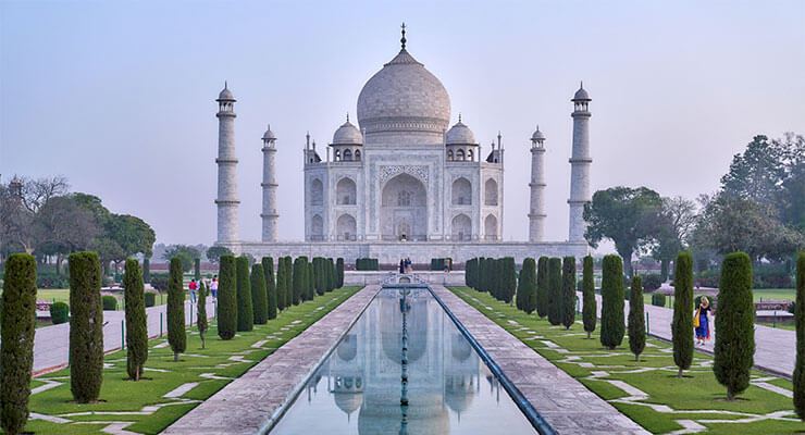 The breathtaking view of the Taj Mahal, a wonderful place to visit for a 50th birthday holdiay.